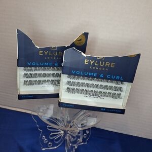 Eylure London Volume & Curl Salon Cluster Lashes - Black 2 Packs New Unused